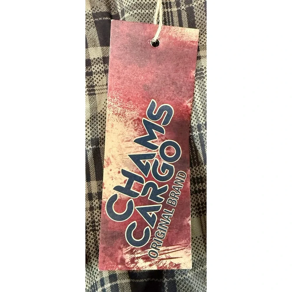 Vintage Chams Cargo Shorts Men's Size 36 Plaid Green NWT Y2K 2000s